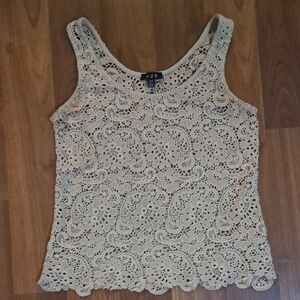 Elegant Lace Tank Top in Cream